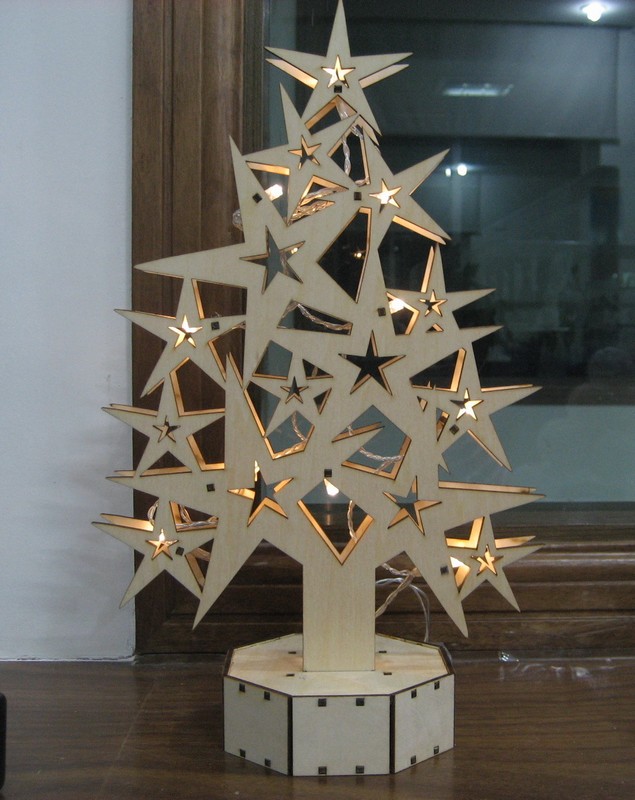  manufacturer In China FY-016-005 cheap christmas SILHOUETTE WOODEN CHRISTMAS TREE window light bulb lamp  factory
